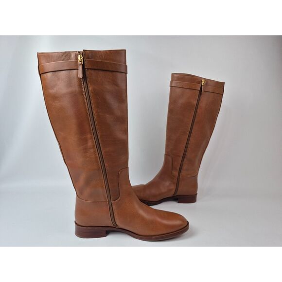 Tory Burch Women's Sierra Tan Cognac Everly Strap Riding Boots Leather Size 11 W - Picture 3 of 7